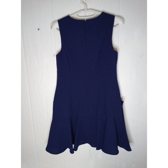 Eliza J Women's Sz 10 P A Line Sheath Dress with Pleated Attachments NAVY 158$ - Picture 3 of 9